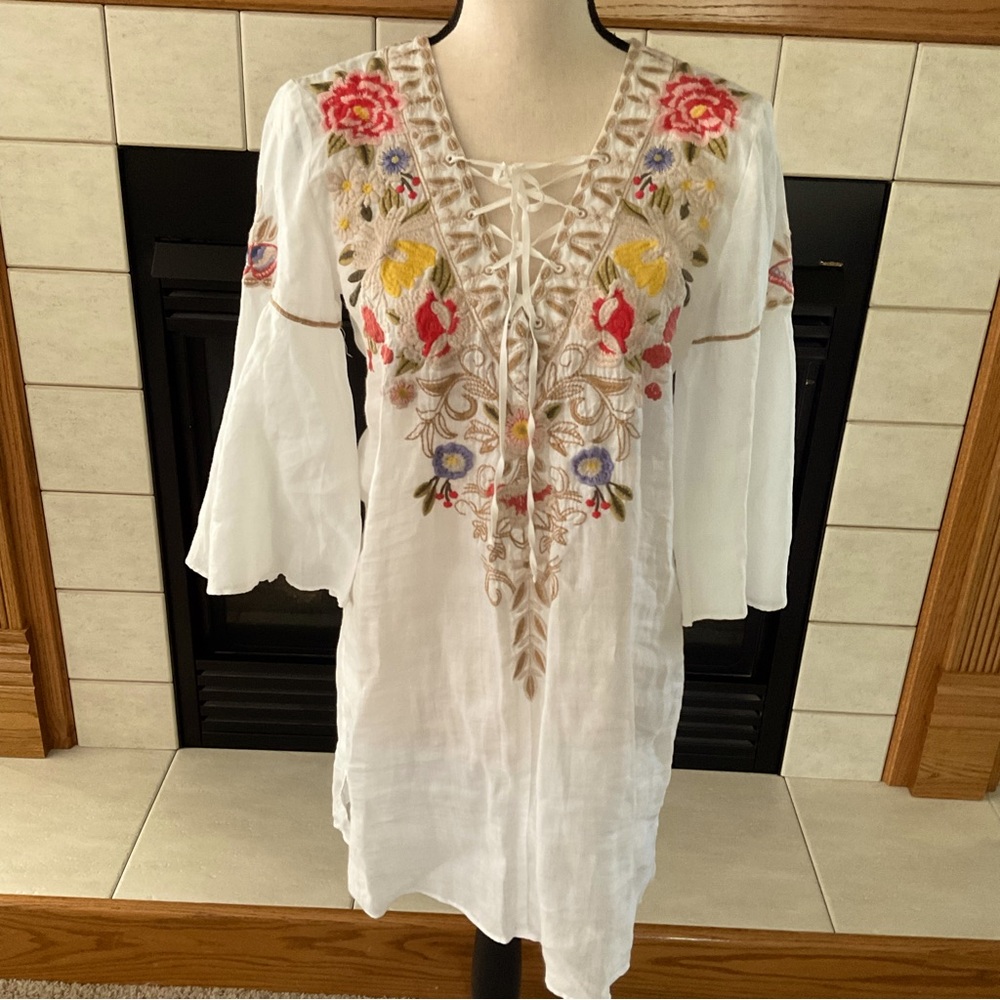 Johnny Was Workshop Flare Sleeve Tunic, Women’s Sz S - Picture 2 of 7